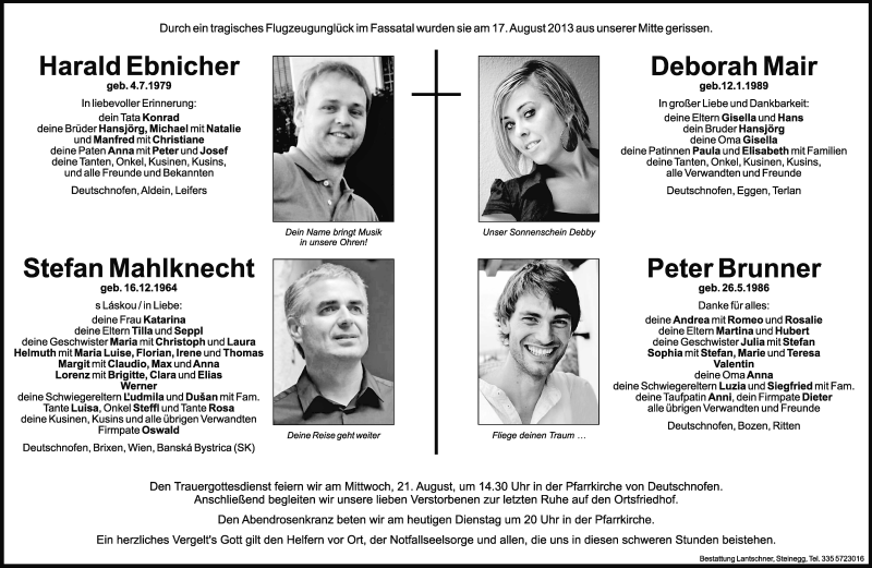  Traueranzeige für Peter Brunner vom 20.08.2013 aus Dolomiten
