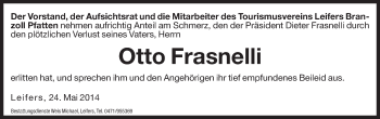 Traueranzeige von Otto Frasnelli von Dolomiten