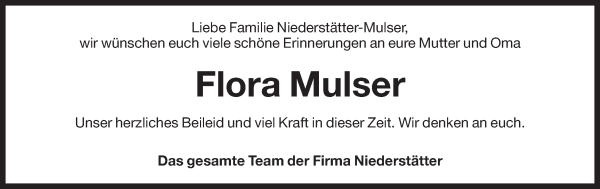 Traueranzeige von Flora Mulser von Dolomiten