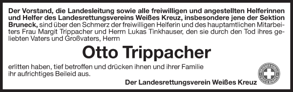 Traueranzeige von Otto Trippacher von Dolomiten