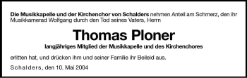 Traueranzeige von Thomas Ploner von Dolomiten