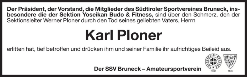  Traueranzeige für Karl Ploner vom 20.03.2018 aus Dolomiten