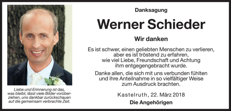  Traueranzeige für Werner Schieder vom 23.03.2018 aus Dolomiten