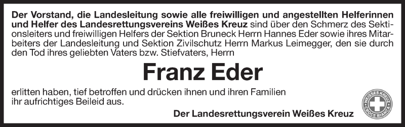  Traueranzeige für Franz Eder vom 25.05.2018 aus Dolomiten