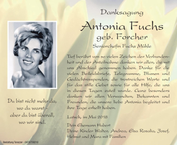 Traueranzeige von Antonia Fuchs von Dolomiten
