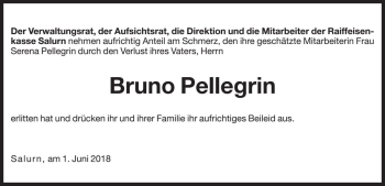 Traueranzeige von Bruno Pellegrin von Dolomiten
