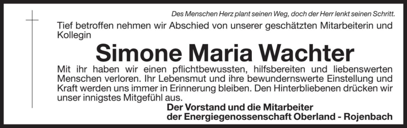  Traueranzeige für Simone Maria Wachter vom 19.02.2019 aus Dolomiten