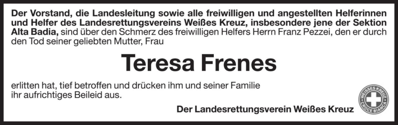 Traueranzeige für Teresa Pezzei vom 07.06.2019 aus Dolomiten