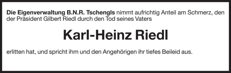  Traueranzeige für Karl-Heinz Riedl vom 29.05.2020 aus Dolomiten