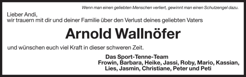  Traueranzeige für Arnold Wallnöfer vom 16.10.2021 aus Dolomiten