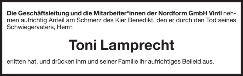  Traueranzeige für Toni Lamprecht vom 11.11.2021 aus Dolomiten