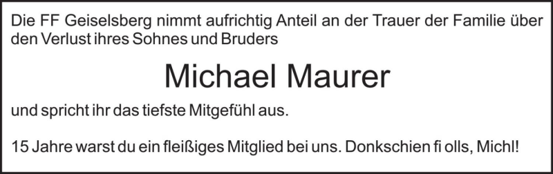 Traueranzeige für Michael Maurer vom 26.02.2021 aus Dolomiten