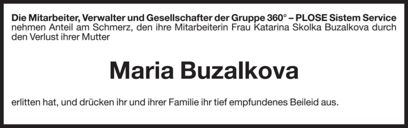  Traueranzeige für Maria Buzalkova vom 17.07.2021 aus Dolomiten