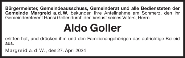 Traueranzeige von Aldo Goller von Dolomiten